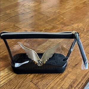 Clear Cosmetic Bag with Gold Wing Logo